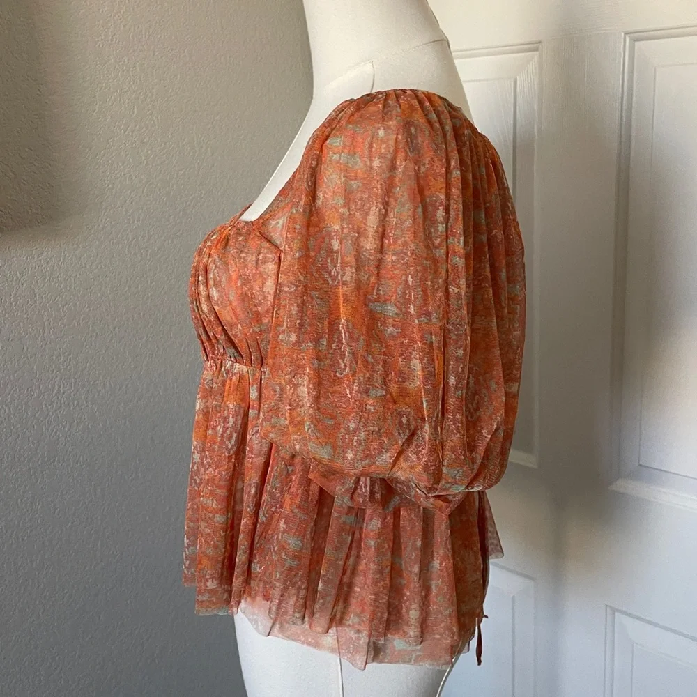 Free People Orange Floral Blouse